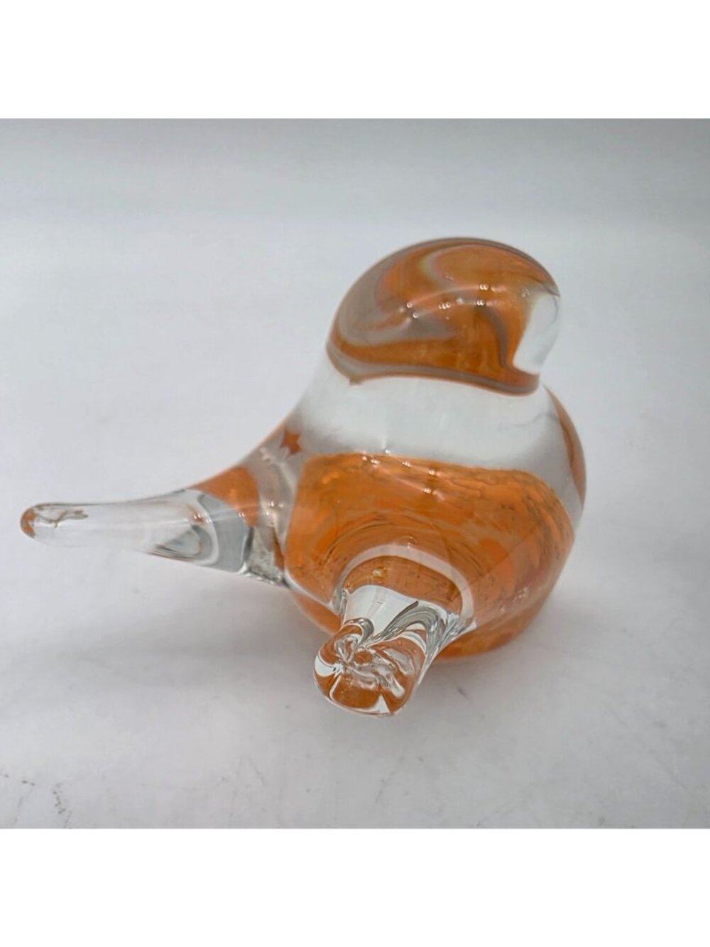 Mikasa Glass Bird Figurine Paperwight Orange & Clear Czech Republic 2" - Picture 5 of 8
